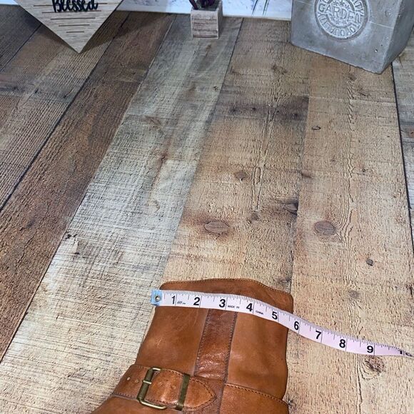 MOMA Brown Distressed Leather Biker Buckle Ankle Boots Sz-37 / 7 US - Picture 9 of 11